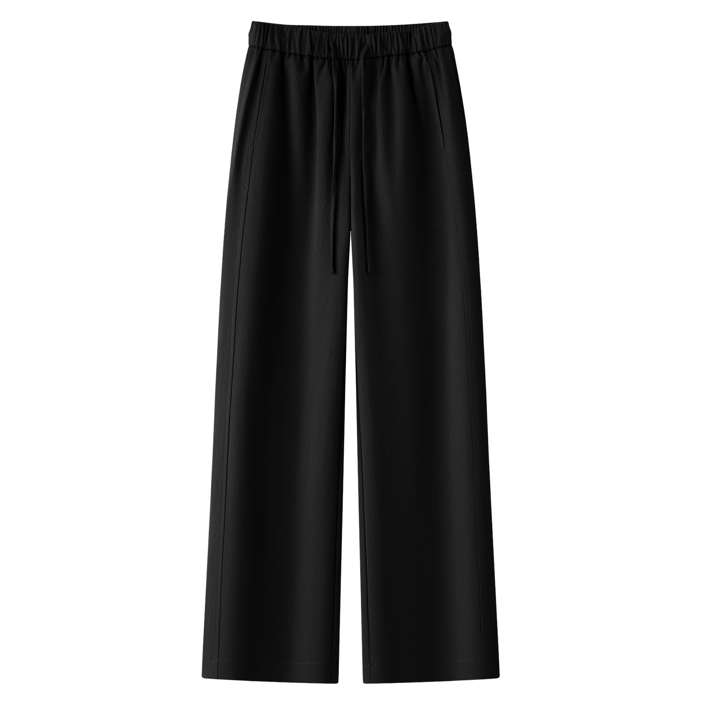 思慕缇苏昔女装正品费依黑色休闲阔腿裤女2025新款秋季高腰显瘦宽