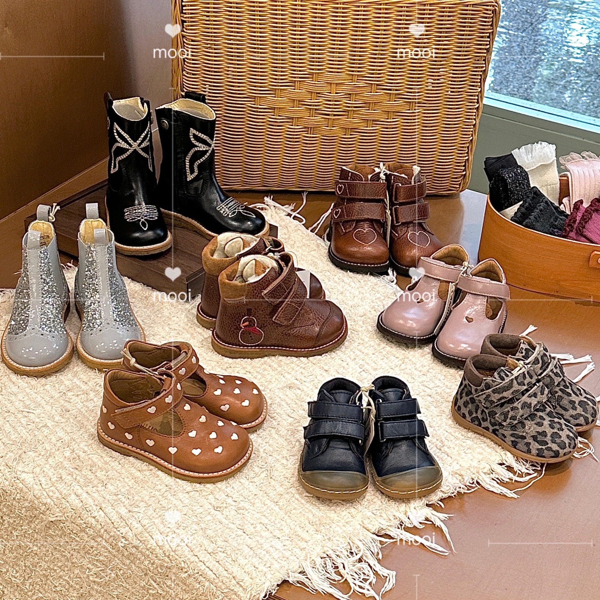 Angulus AW25秋冬新品儿童复古皮鞋纯牛皮宝宝皮棉靴包边低帮学步