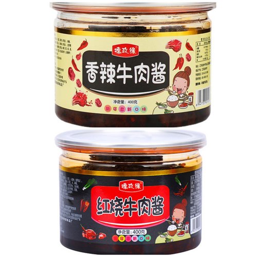 德政缘 400克罐装香辣 红烧牛肉酱油辣椒 拌面拌饭凉拌小菜辣椒酱