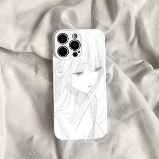 侧颜少女适用iPhone14Pro/13手机壳11/6/xr苹果14/15Promax软情侣8p手机壳