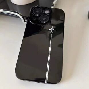 简约飞机适用iPhone14Pro/17手机壳11/6/xr苹果14/15Promax软情侣8p手机壳