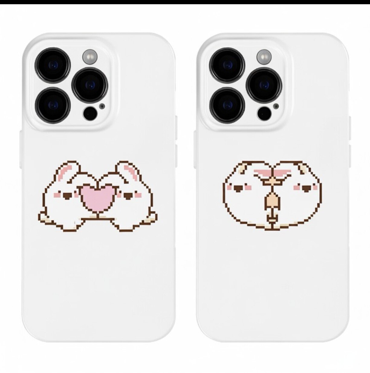 像素爱心兔适用iPhone14Pro/17手机壳11/6/xr苹果14/15Promax软情侣8p手机壳简约