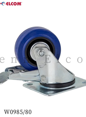 Penn Elcom 3寸万向轮刹车滑轮橡胶脚轮工业医疗运输推车W0985/80