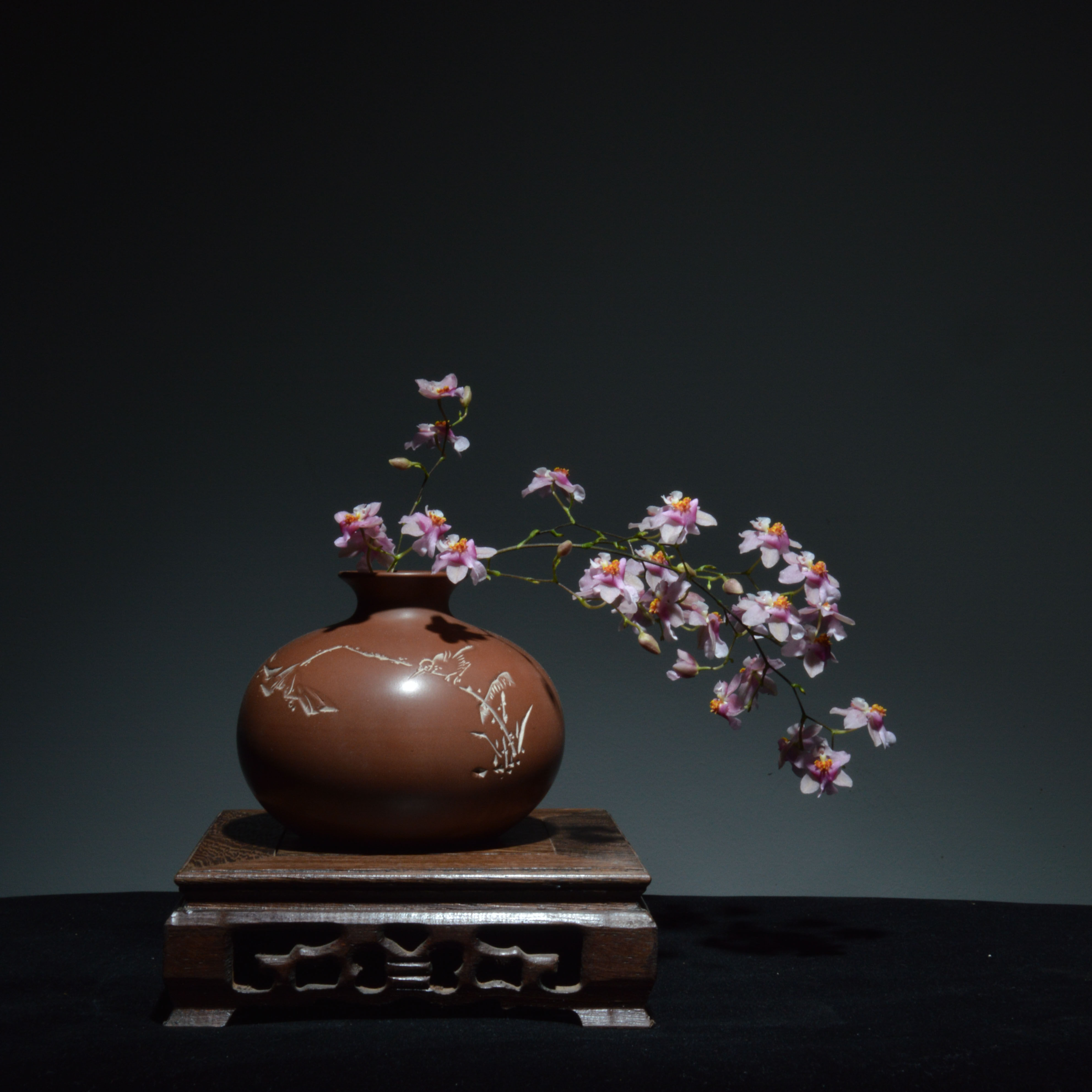 珍藏品紫砂花瓶小花瓶迷你花瓶紫砂水培铜钱草花插茶道办公桌摆件