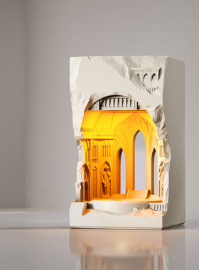 壁光里融蜡灯乌托邦礼物水泥建筑台灯设计师氛围香薰夜灯结婚生日