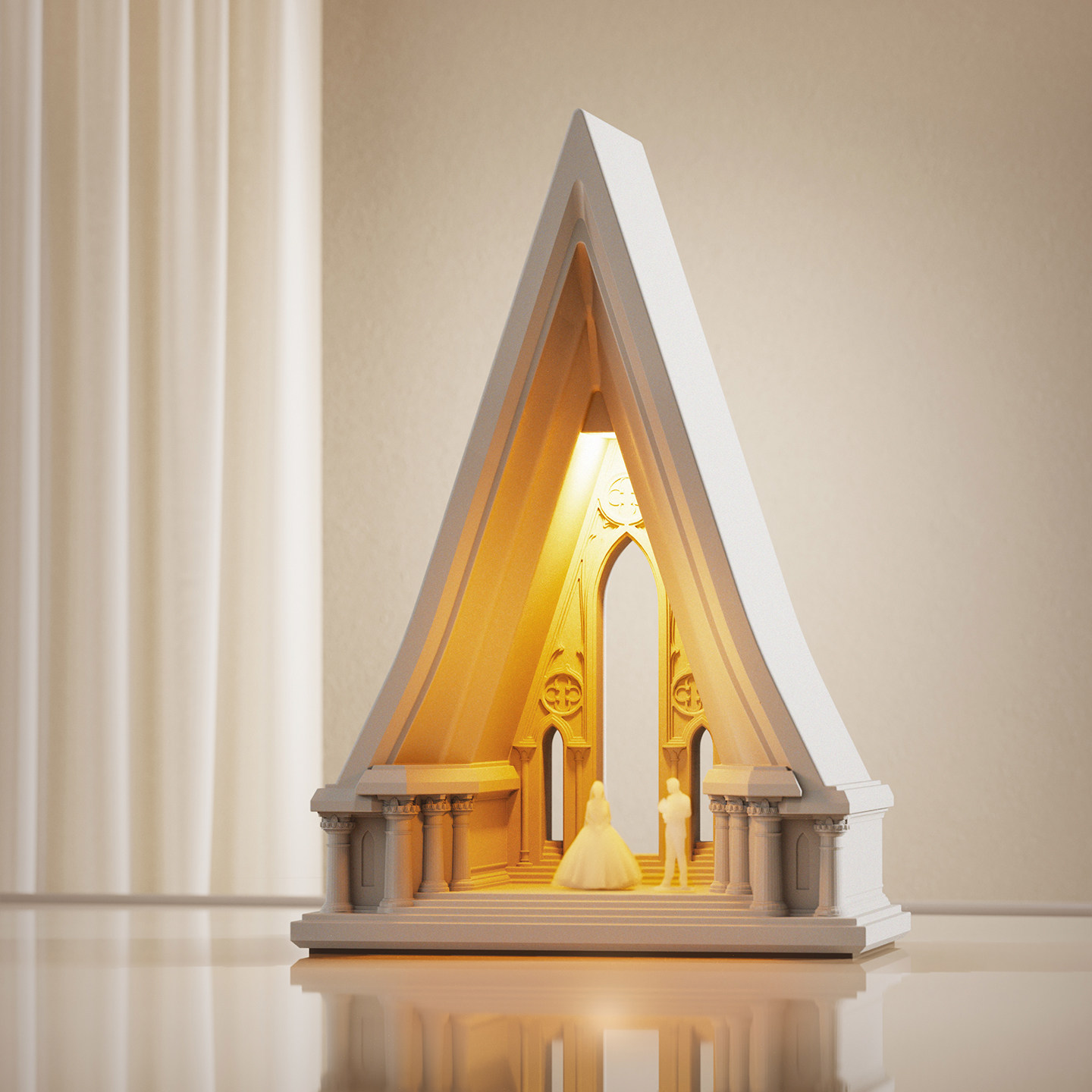 壁光里结婚礼品台灯创意摆件高档订新婚节日礼物教堂氛围小夜灯