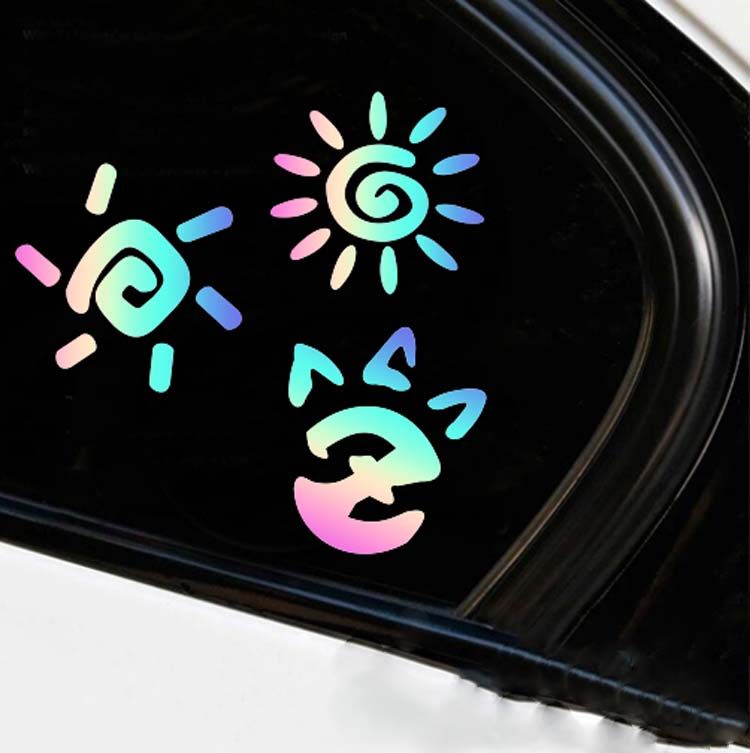 网红太阳划痕汽车身贴纸防水可爱搞笑卡通装饰创意个性  潮流反光