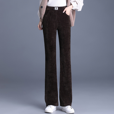 150小个子雪尼尔微喇裤秋冬高腰