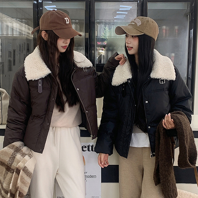 小个子立领羊羔毛设计感短款羽绒棉服秋冬新款保暖时尚洋气外套女