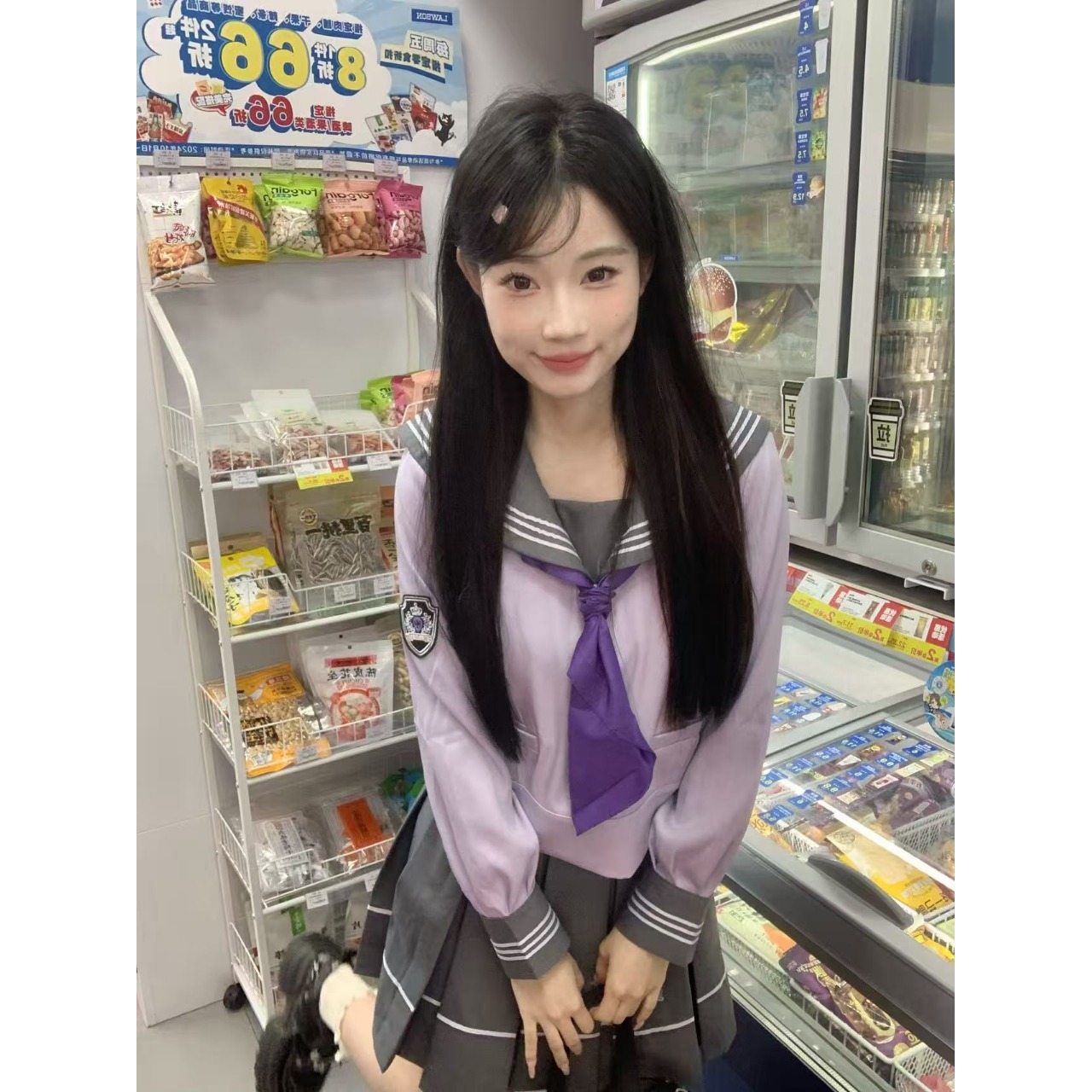 学院风衬衫搭配百褶裙两件套装刺绣水手原创JK制服气质工衣服KTV