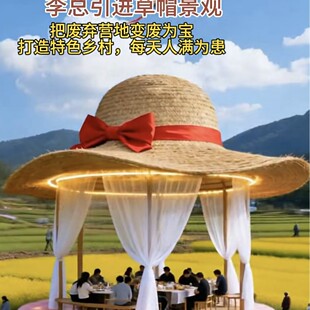 户外旅游景点引流装置草帽户外景观网红打卡拍照装置春秋美陈道具