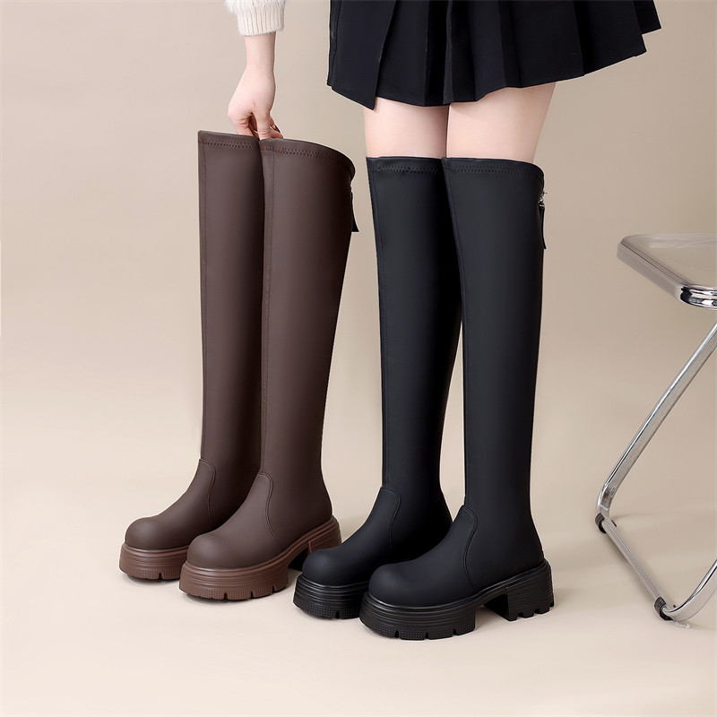 厚底过膝长靴不掉筒瘦瘦靴高筒靴