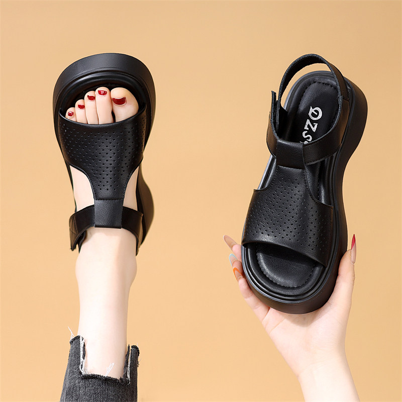 罗马凉鞋女2026夏季新款软底配裙子绝美不累脚百搭厚底鱼嘴女凉鞋