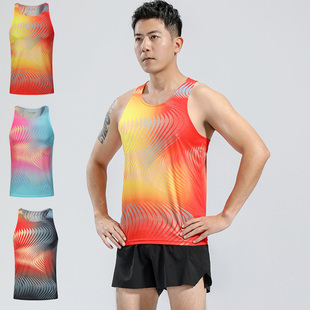 专业马拉松跑步背心男款田径运动员比赛服超轻速干蓝球训练健身衣