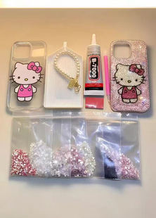 1216promax 满钻Kt猫纯手工diy贴钻手机壳材料包苹果15