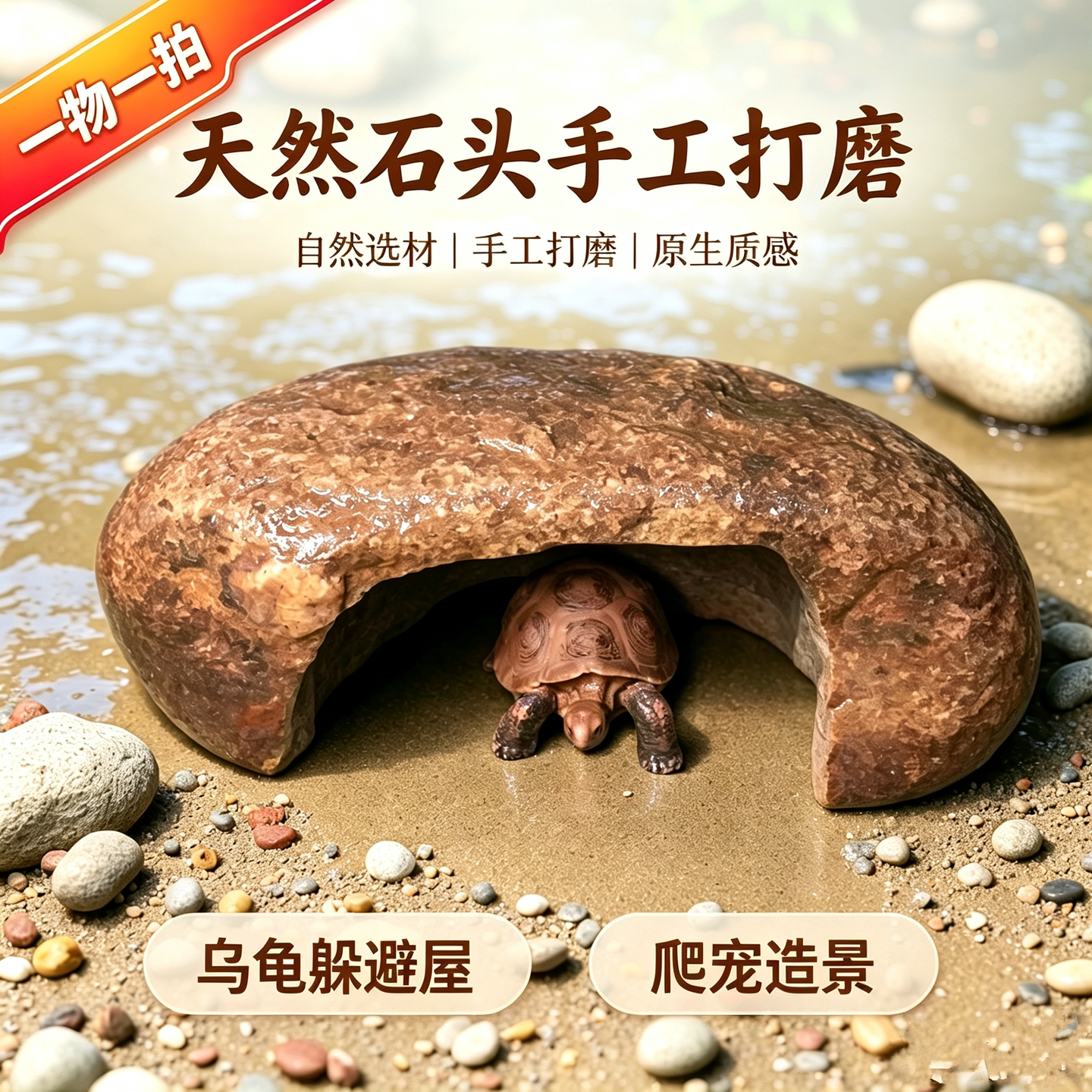 天然石头乌龟躲避屋晒台