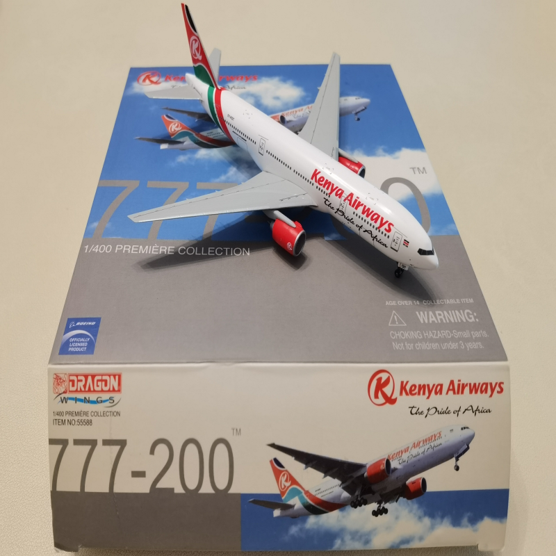 威龙DW客机1/400肯尼亚航空777-200新版涂装,注册号5Y-KQT,成
