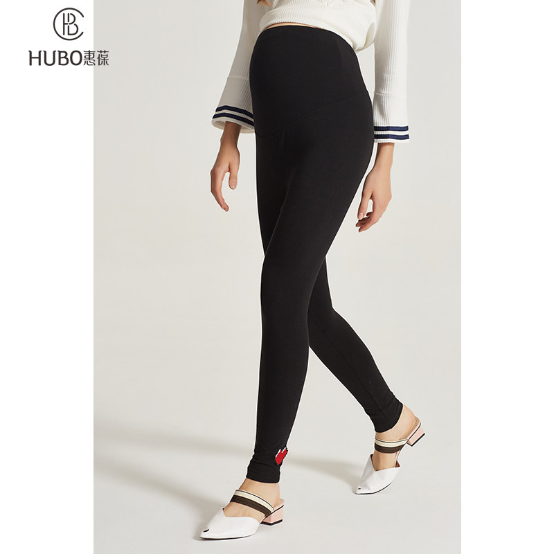 惠葆秋季新款孕妇打底裤外穿纯棉高腰托腹裤大码怀孕弹力孕妇长裤