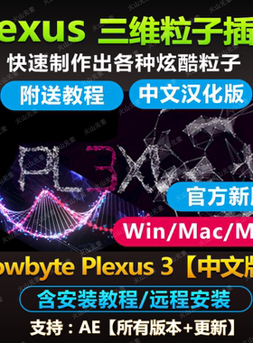 AE插件Rowbyte Plexus3 AE点线面三维粒子 中文版支持win MAC M1