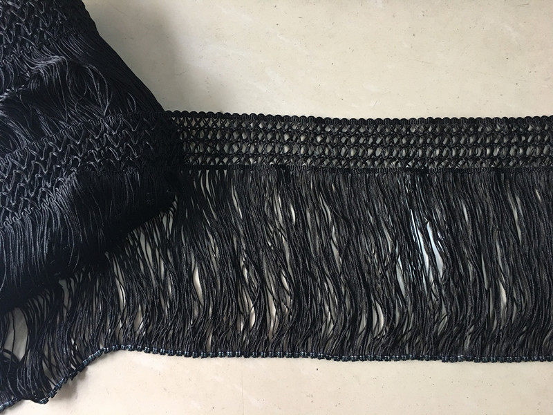黑色涤纶涤光丝流苏花边 服装装饰辅料衣服裙子加长 宽21厘米