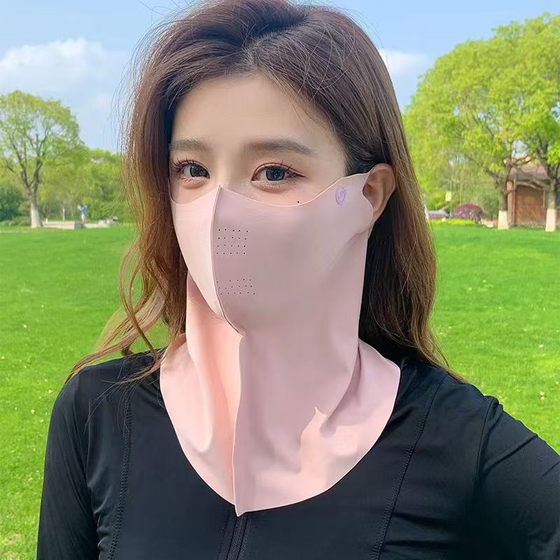 防晒面罩女遮全脸骑行开车面纱夏防紫外线护颈脖子冰丝遮阳3D口罩