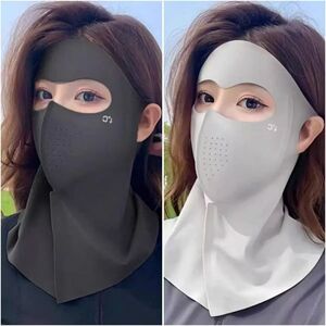 夏季全脸无痕脸基尼护颈一体式骑行防晒面罩时尚透气冰丝遮阳面纱