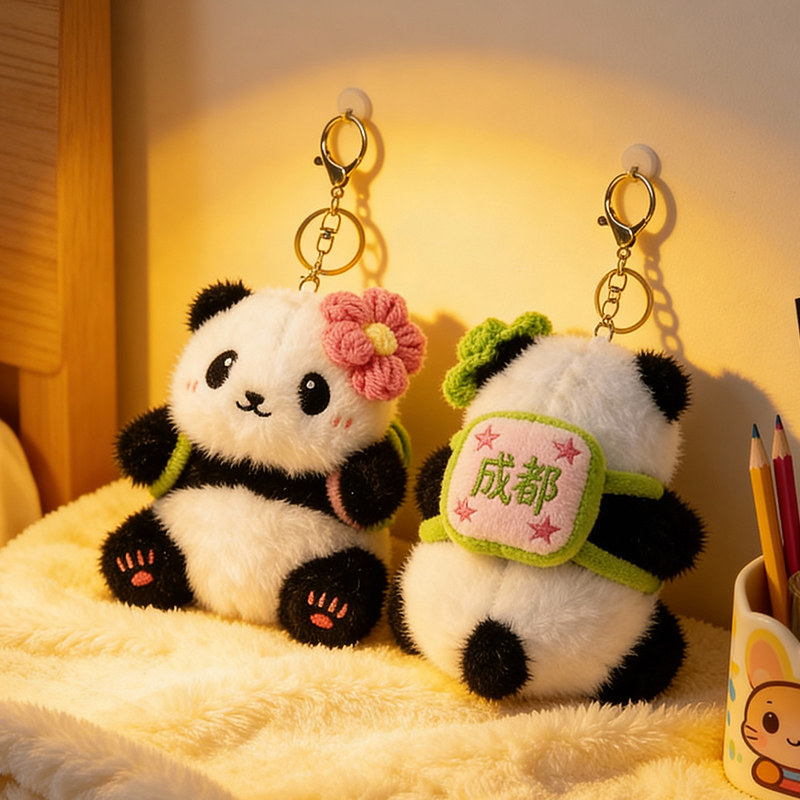 熊猫爬树挂件毛绒小玩偶背包挂件