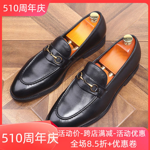 复古商务正装真皮手工鞋乐福鞋