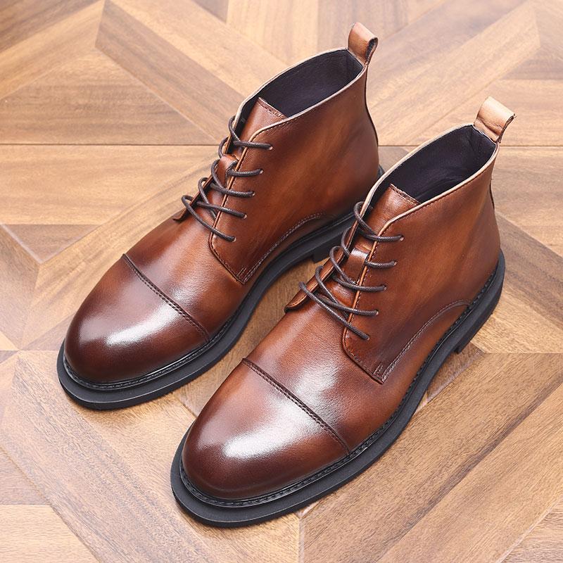 冬季加绒轻质高帮商务休闲皮鞋