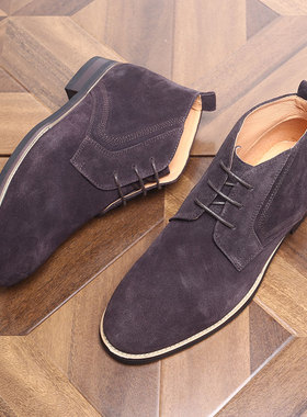 高帮欧美英伦风真皮短靴子男士商务休闲皮鞋马丁靴工装耐磨男鞋