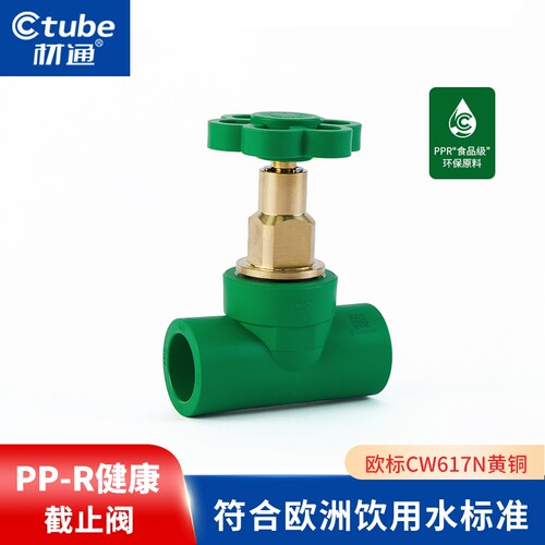 材通PPR给水管黄铜内螺纹截止阀