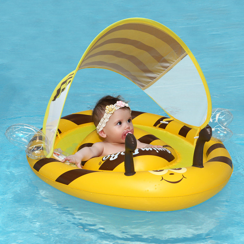 SWIMBOBO婴儿游泳圈儿童宝宝戏水游泳圈安全坐圈座圈带遮阳玩水圈