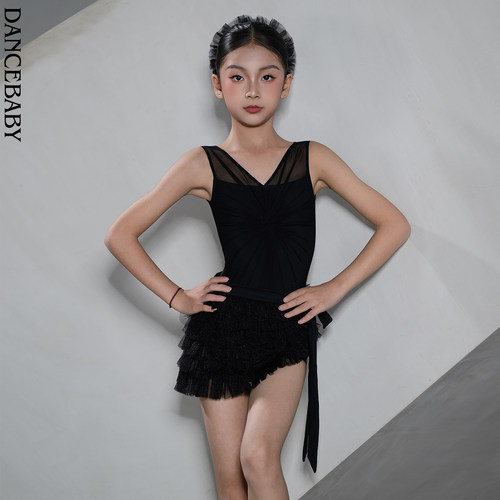 Dancebaby2026新款拉丁舞服日常练功服女童高级感舞蹈服体服D122