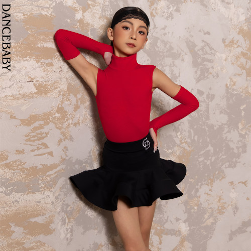 Dancebaby2026新款拉丁舞服女童舞蹈服训练服高领体服练习套装D82