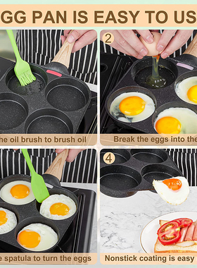 Egg Frying Pan Nonstick Pancake Pans 4-Cups Cookware Pancak1