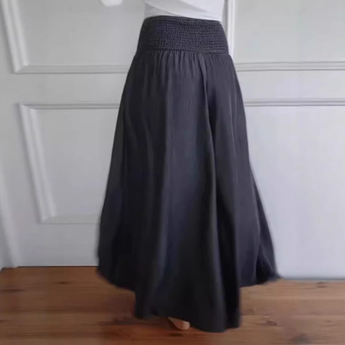 Female casual drawstring wide legs elastic waistband trouser