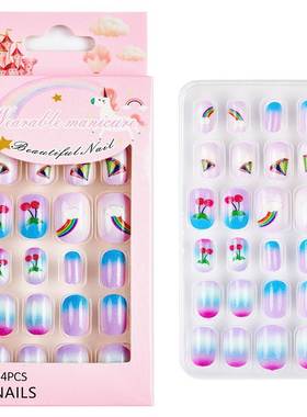 Children Press on Nails*24Pcs Fake Nails Tips for Kids Acry