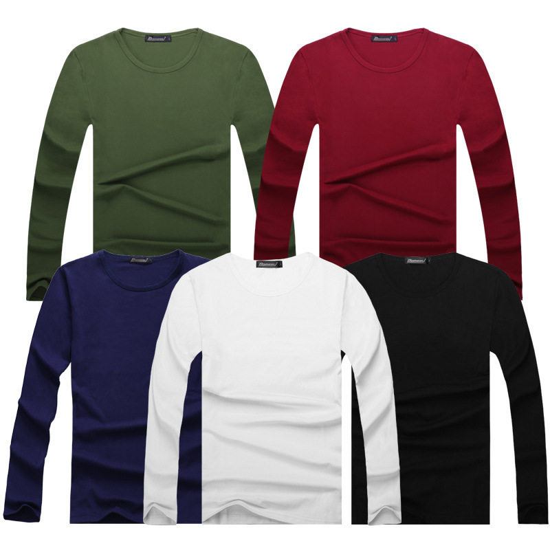 men's long sleeve t shirt clothes male tops boy 男纯白色上衣