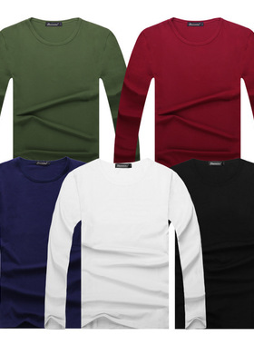 men's long sleeve t shirt clothes male tops boy 男纯白色上衣