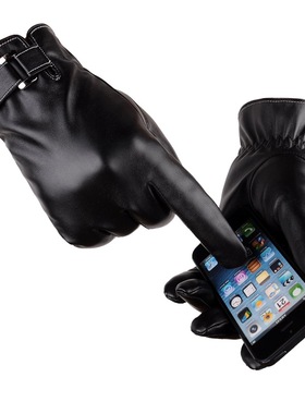 winter ladies gloves leather phone screen touch men's gloves