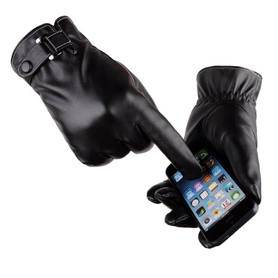 winter ladies gloves leather phone screen touch men's gloves