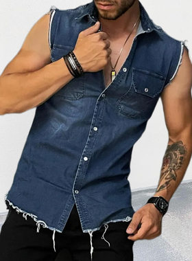 2026 fashion men's casual jeans tanks sleeveless jackets