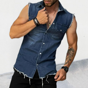 2026 fashion men's casual jeans tanks sleeveless jackets