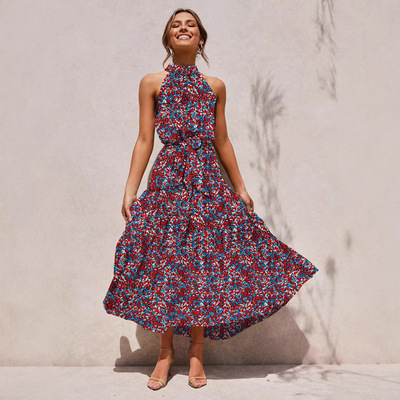 Women's Summer Dress Halter Strapless beach Sundress女沙滩裙