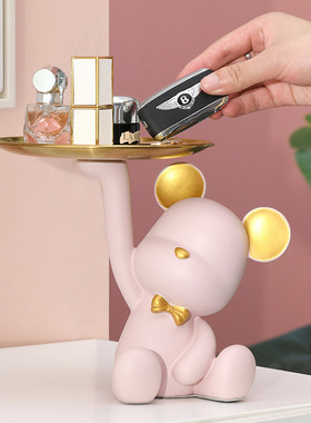 玄关钥匙收纳暴力熊摆件托盘家居饰品工艺品批发电视柜桌面装饰品