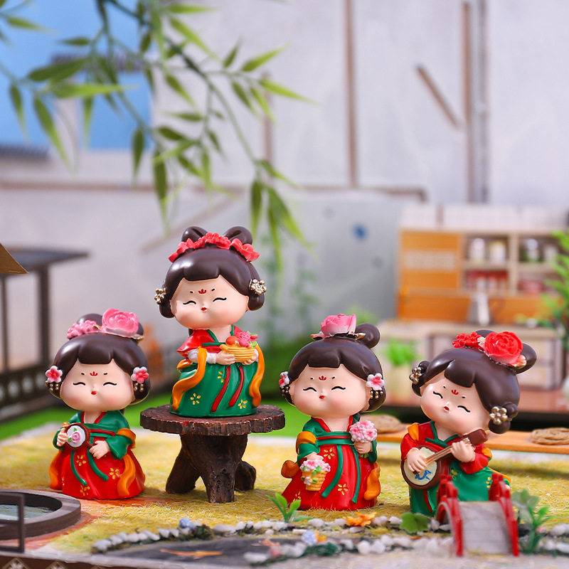 新款国潮创意古风唐小环仕女摆件2.0大节日礼物办公桌面装饰批发