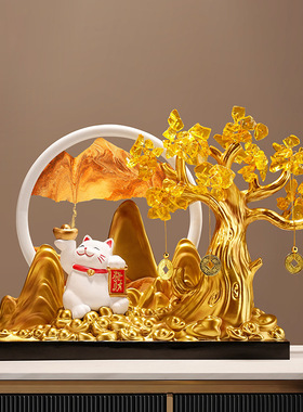 创意招财猫摆件流沙画工艺品客厅高级感装饰店铺招财开业活动