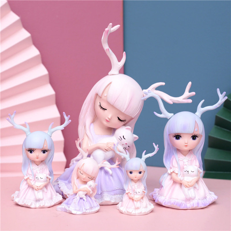 少女心ins风幽境之鹿摆件 小树脂