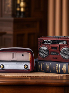 跨境复古电视电话机收音机树脂工艺品摆件模型家居咖啡厅布景装饰