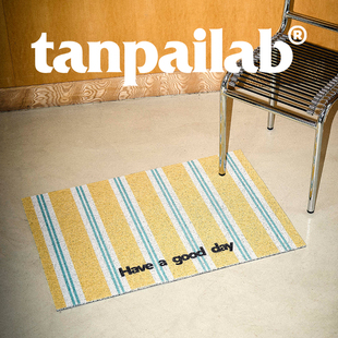 摊牌 薄荷黄绿条纹丝圈入户门垫玄关进门蹭脚除尘地垫可裁剪脚垫